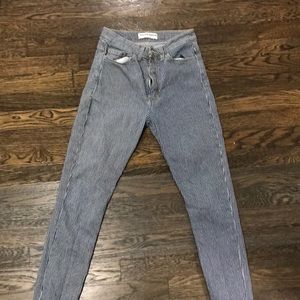 American apparel blue and white striped jeans